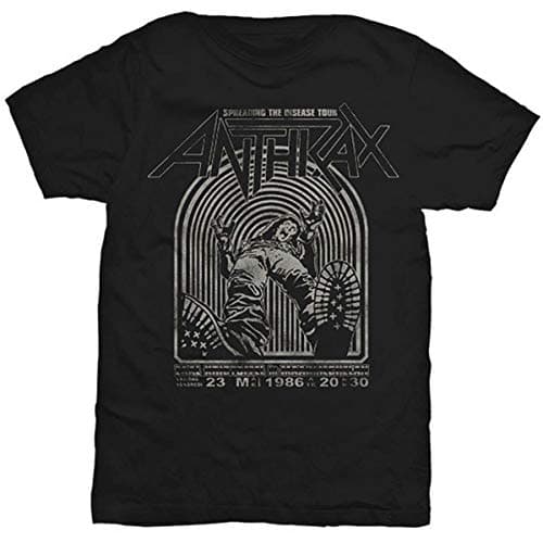 Image of Anthrax Spreading The Disease Tour 1986 Official Tee T-Shirt Mens Unisex (Medium) Black