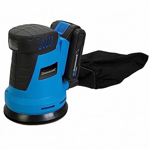 Image of Silverline 953705 125mm-1 x 2.0Ah Li-Ion Battery 18V Random Orbit Sander 125mm, 240 V, Blue