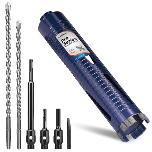 Image of DaduoRi Pro 52mm x 240mm Core Drill Bit Set, Includes 3 Adapters(240mm & Regular SDS Plus, Hex), 2 Extra Long Centre Bits (280mm/300mm) - For Deep Holes in Concrete, Brick, Block, Stone, 1/2" BSP