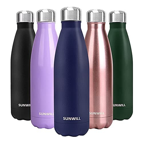 Image of SUNWILL Metal Water Bottle Stainless Steel 500ml, Insulated Reusable Thermal Flask for Cold and Hot Drink, Travel, Sports, Gym, Powder Coated Navy Blue