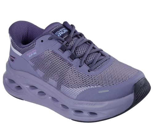 Image of Skechers Women's Max Cushioning Glide-Step Aberdeen Slip-On Sneakers, Purple Synthetic/Trim, 4.5 UK