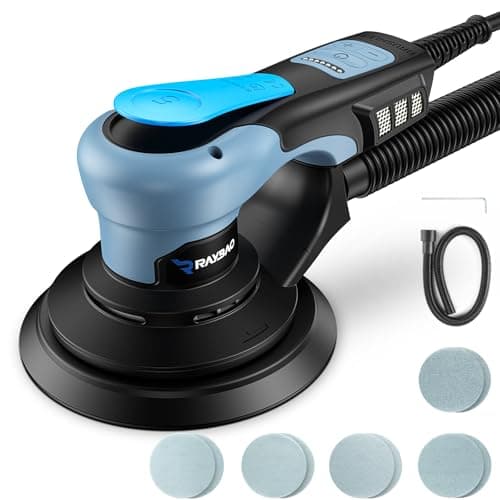 Image of RAYBAO Electric 5.0mm Random Orbital Sander - Brushless 350W - Orbital Sander 150mm Plate - Low Vibration - 6 Variable Speed (MAX 10000RPM) for Wood/Car Polishing Sanding, 10 Sanding Discs