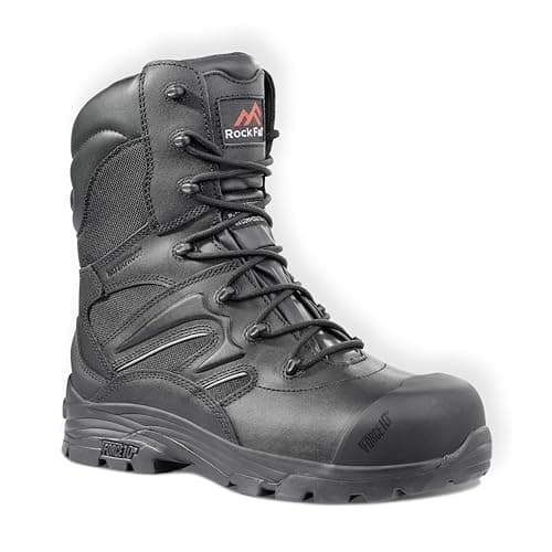 Image of Rock Fall Titanium High Leg Steel Toe Cap Boots Unisex, Fully Waterproof Safety Shoes, SRC Slip Rated Work, Knee High with fibreglass toecap UK 3