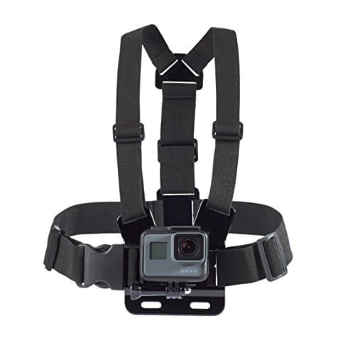 Image of Amazon Basics Adjustable Chest Mount Harness for GoPro and Action Cameras, Lightweight & Comfortable, Black