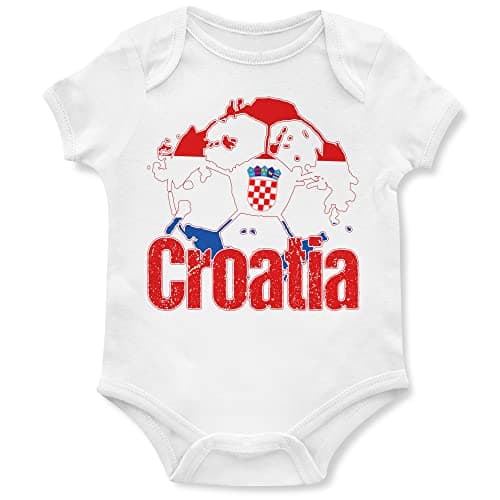 Image of Purple Print House Croatia Flag Football Babygrow Soccer Croatian Tournament Supporters 2022 Baby Gifts for Boys Girls, 3-6 Months, White