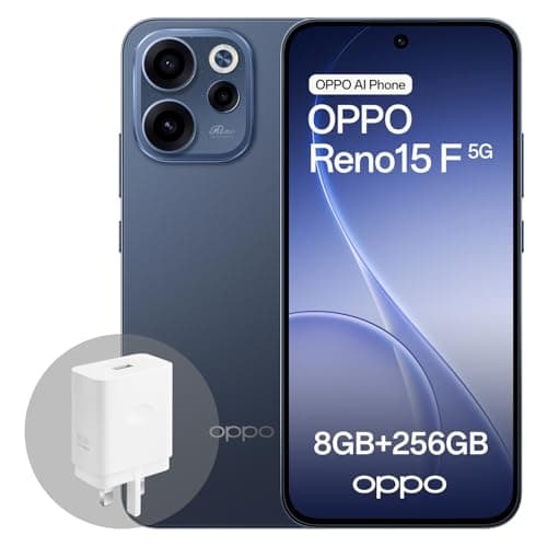 Image of OPPO Reno15 F 5G Android Smartphone, 8+256GB, 6.57" 120Hz Display, 50MP FOV 100° Ultra-Wide Selfie Camera, AI Portrait Glow, 6500mAh Battery, IP69, with 80W SUPERVOOC Charger, Twilight Blue