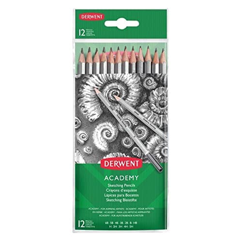 Image of Derwent Academy Graphite Sketching Pencils, Set of 12, Wallet, 6B-5H Degrees,