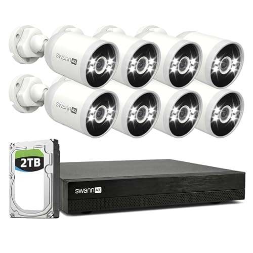 Image of Swann AdvancedX Wired NVR 4K Security Camera System 16 CH, 8 PoE Outdoor Cameras, 2TB, Color Night Vision, Motion Detect