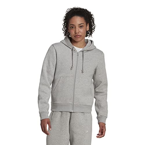 Image of adidas Women's All SZN Fleece Full Zip Hoodie, Medium Grey Heather, Small