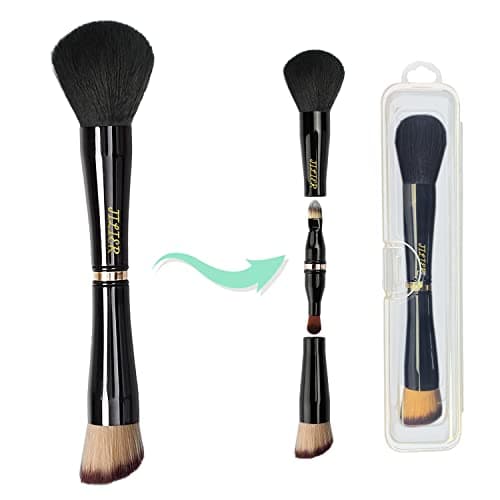 Image of Jilier Travel Makeup Brushes with Case, 4 in 1 Makeup Brush Set, Powder Brush, Foundation/Blush Brush, Eyeshadow Brush, Concealer Brush, Double Ended Makeup Brush Ideal for Liquid, Cream, Powder