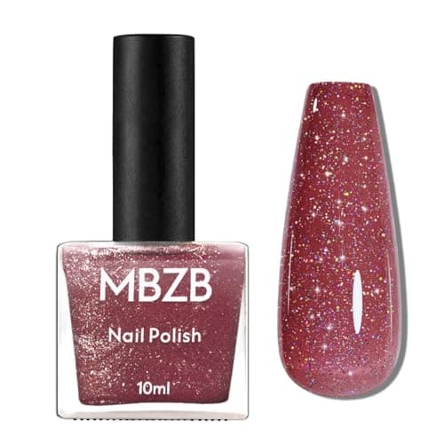 Image of Red Glitter Nail Polish - Wine Red Nail Polish - Breathable Sparkly Peel Off Nail Varnish Quick Dry & Long Lasting - Chip Resistant for Manicure No Need Cure for Women Girls
