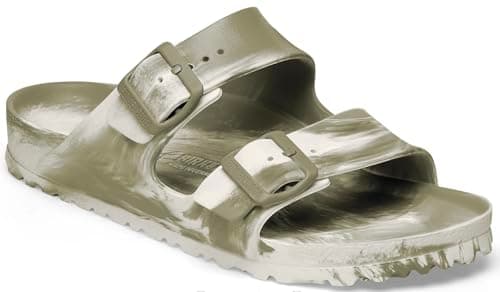 Image of Birkenstock Unisex Arizona Essentials Slide-On Sandal, Khaki Eggshell, 11-11.5 Women/9-9.5 Men, 42EU