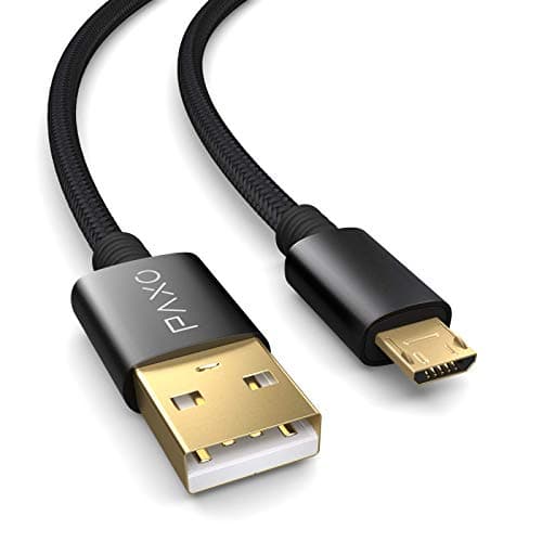 Image of PAXO 0.3m Micro USB cable | USB A to Micro-B plug | data & charging cable for Bluetooth headphones, power banks, speakers, e-cigarettes & more,black