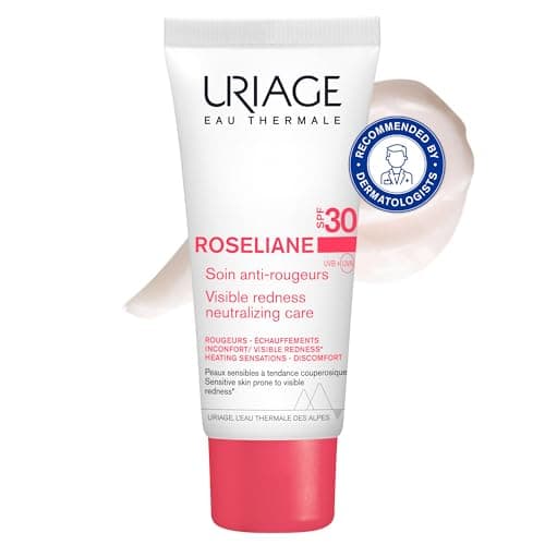 Image of Uriage Roseliane Anti-Redness SPF30 Face Cream 40ml - Soothes, Hydrates, Reduces Redness of Sensitive Skin - With Shea Butter - Long-lasting Comfort & Sun Protection - Non-comedogenic (NEW PACKAGING)