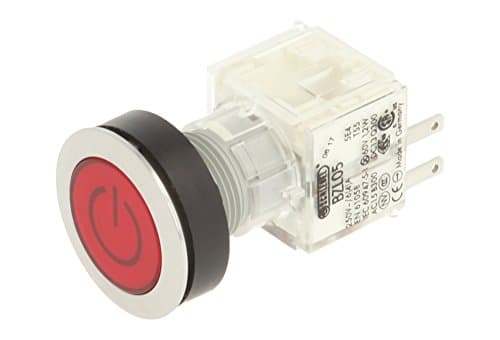 Image of Schlegel 23.000.744 Push Button Silver-Coloured, Push Button Cap, Red with Identification Plate, Symbol On/Off, Illuminated Push Contact Sensor 2 N/O Contacts, Screw Connection, 24 V LED