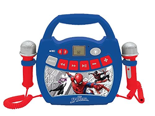 Image of LEXIBOOK, Spider-Man, Portable karaoke digital player for kids, Microphones, Light effects, Bluetooth®, Record and voice changer functions, Blue, MP320SPZ