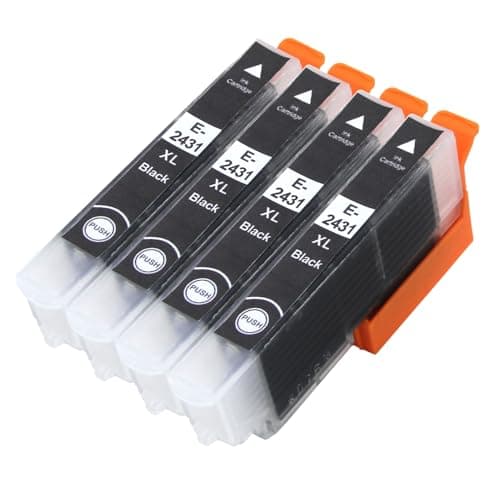 Image of Go Inks Compatible 24XL Black Ink Cartridge – 4 Pack XL Multipack replaces T2431 for Epson Expression XP-55, XP-65, XP-750, XP-760, XP-850, XP-860, XP-950, XP-960, XP-970-12ml