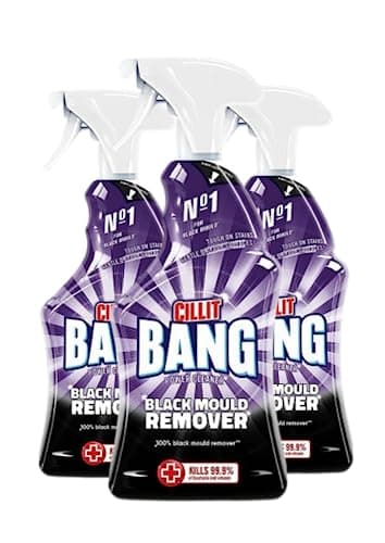 Image of Cillit Bang Black Mould Remover Spray, Removes Mould, Mildew & Dirt, Size: 750ml (Pack of 3) Packaging may vary