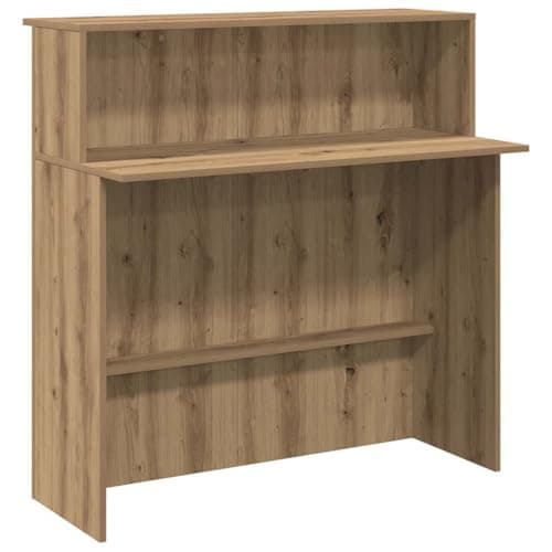 Image of vidaXL Reception Desk - Artisan Oak 100x50x103.5 cm - Engineered Wood for Offices, Lobbies & Clinics - Versatile Built-in Counter