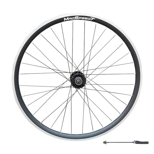 Image of Madspeed7 QR 700c 28" (ETRTO 622x19) Hybrid Bike FRONT Wheel - Rim & Disc Brake Compatible - Sealed Bearings Hub 9x100mm QR (Very Smooth Hub) – Double Wall Rim – 32x Black Spokes