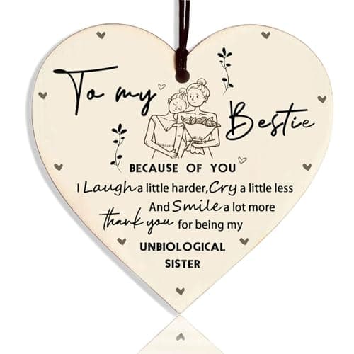 Image of for Women Best Friend Plaque, Birthday Special Wooden Heart Hanging Thoughtful Plaques Decorations Novelty Sign Memorial Quote Forever Love Xmas