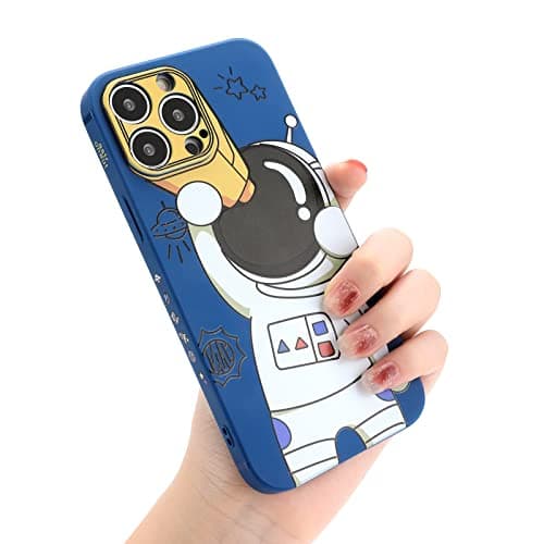 Image of Yonds Queen for iPhone 7 Plus / 8 Plus Cute Case, Cool Cartoon Astronaut Space Design Stylish Bumper Soft TPU Rubber Protective Anti-Slip Shockproof Case(Blue Telescope, iPhone 7 Plus / 8 Plus)