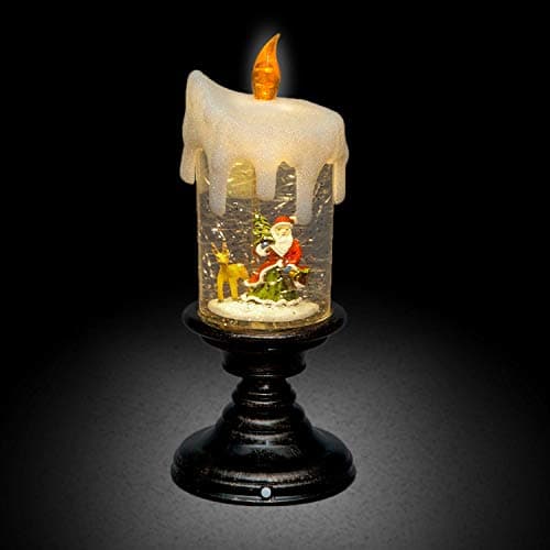 Image of Snowtime Battery Operated 25cm LED Water Candlestick With Santa Scene