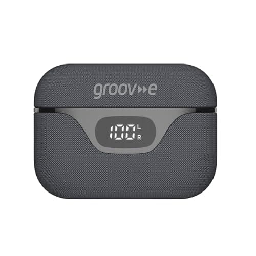 Image of groov e Flex Buds True Wireless Earbuds - Black - with Active Noise Cancelling, Fabric Charging Case, Clear Calls, Touch Control, Supports Voice Assistants