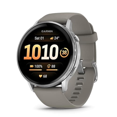 Image of Garmin Venu 4, 45mm GPS smartwatch, AMOLED touchscreen, 24/7 advanced health & fitness, 80+ sports apps, flashlight, ECG app, sleep tracking, fitness coach, up to 12 days battery life, Grey