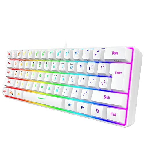 Image of Snpurdiri 60% All-White Gaming Keyboard, RGB Backlit Ultra-Compact Mechanical Feel Keyboard | Sleek Minimalist Design for PC & Mac | UK Compatible US Layout | Detachable USB-C Cable