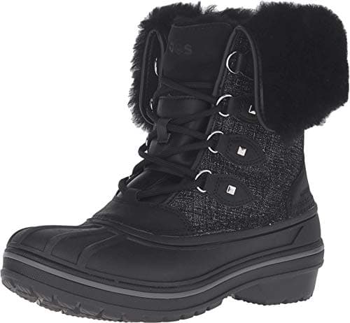 Image of Crocs Women's Allcast Ii Luxe Snow Boot, Black Black Shimmer, 5 UK