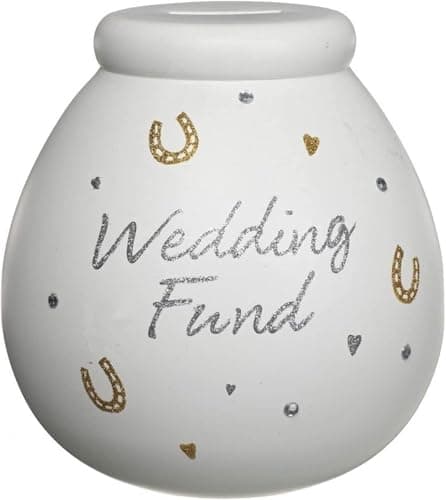 Image of Pot of Dreams Wedding Fund Ceramic Money Pot – White Hand-Decorated Savings Jar for Coins & Notes – Smash to Open Gift Idea for Bride and Groom – Wedding Money Box – Decorative Home Piggy Bank