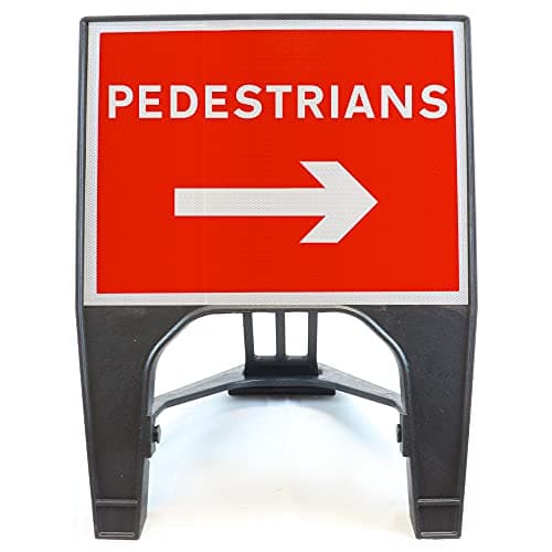 Image of Pedestrians Right 600x450mm Road Sign 7018b - Plastic Temporary Road Street Traffic Safety Sign for Road and Street Works - Freestanding with Reflective Sign Face