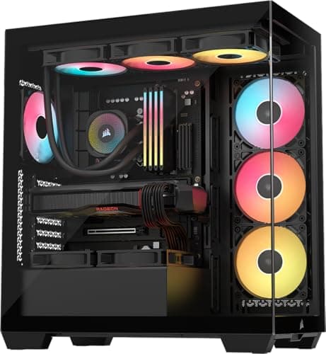 Image of CORSAIR 3500X RS-R ARGB Panoramic Mid-Tower PC Case – 3x Pre-Installed RS120-R ARGB Fans, GPU Anti-Sag Arm, Fits up to 10x 120mm Fans, Reverse Connection Motherboard Compatible – Black
