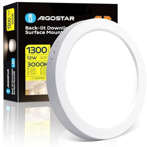 Image of Aigostar 12W LED Ceiling Light Warm White 3000K, 1300LM Small Flush Mount Ceiling Lamp for Bedroom Hallway Porch Kitchen, Equivalent 88W Incandescent, Round, Low Profile, Thin
