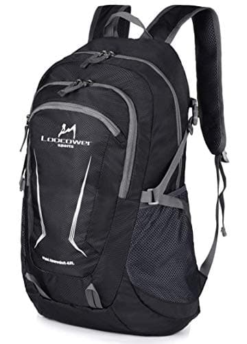 Image of Loocower 45L Lightweight Foldable Backpack Walking Rucksack Hiking Daypack Packable Camping Travel Outdoor Sport Knapsack for Men Women - Black