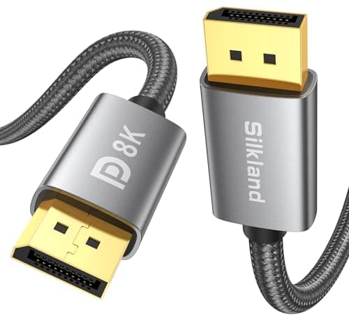 Image of Silkland VESA Certified DisplayPort Cable 1.4 2M, DP Cable Support 8K@60Hz, 4K@144Hz, 2K@240Hz, HBR3 32.4Gbps, HDR, DSC 1.2, G-Sync & Free-Sync, Display Port 1.4 for Gaming Monitor, Graphics Card