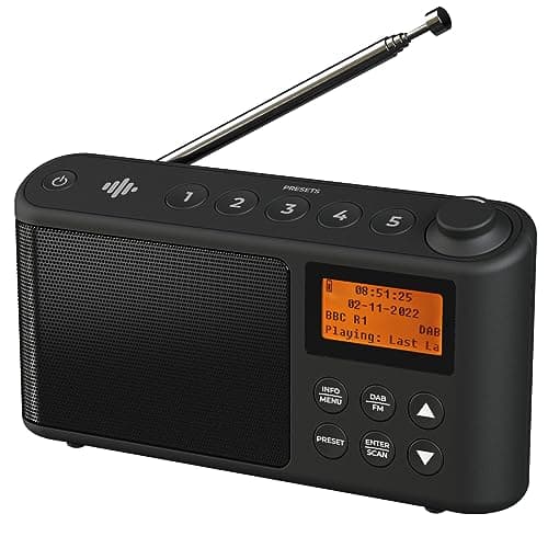 Image of DAB Radio Portable, DAB Plus/DAB Radio, FM Radio, Small Radio, Portable Radios Mains and Battery, USB Charging for 15 Hours Playback, Large LCD Display (Spectrum by iBox)