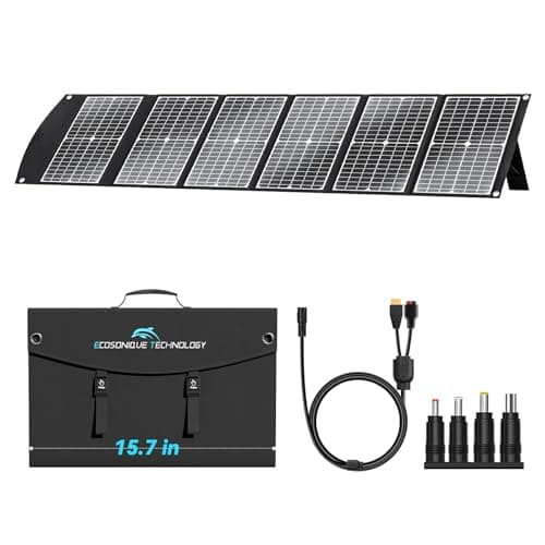 Image of Ecosonique 100W Portable Foldable Solar Panels Charger Fast Charging with USB-C PD3.0 USB-A QC3.0 DC 20V Lightweight with Kickstand for Camping Power Station Solar Generators Cell Phones Power Banks