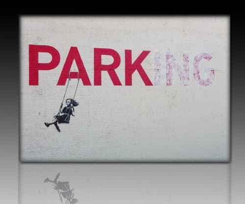 Image of Banksy Graffiti Canvas Print 100 x 70 CM Ready-Parking! Image on Stretcher Frame Art prints, wall hangings, decorative prints "Banksy" Street Art directly from manufacturer