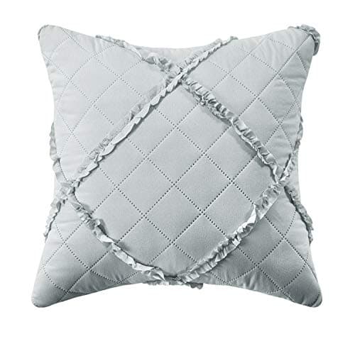 Image of THL Embossed Quilted Pair Cushion Covers Cushion Pad Cover (Silver, 2 x Cushion Cover 43 x 43 cm)