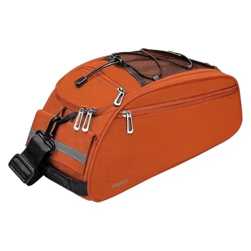 Image of MOSISO Bike Rack Bag, Waterproof Bicycle Trunk Pannier Rear Seat Bag Cycling Bike Carrier Backseat Storage Luggage Saddle Shoulder Handbag, Orange