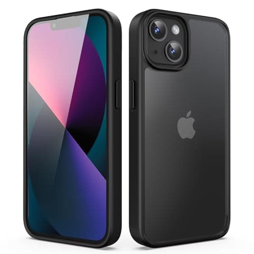 Image of TIIXXA Matte Case for iPhone 13 6.1-Inch, Shockproof Drop Protection, Frosted Translucent Back Phone Cover, Anti-Fingerprint (Black)