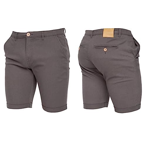 Image of Crosshatch Mens Stretch Slim Fit Chino Shorts with Pockets for Summer, Holiday, Golf by Jeanbase Charcoal 36