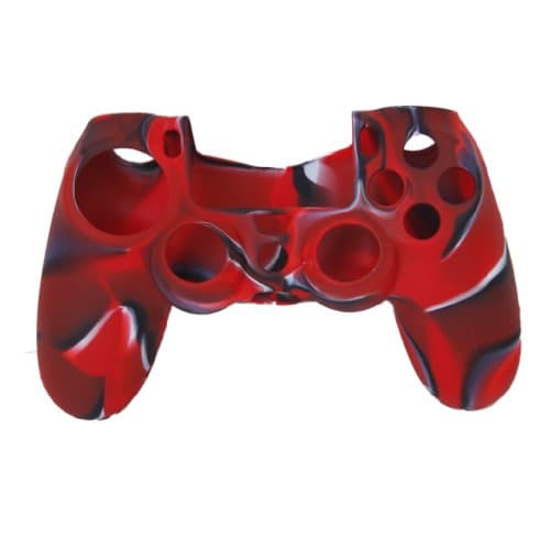 Image of Camo Silicone Protective Skin Case Cover for Sony PlayStation 4 PS4 Controller - Red with Black