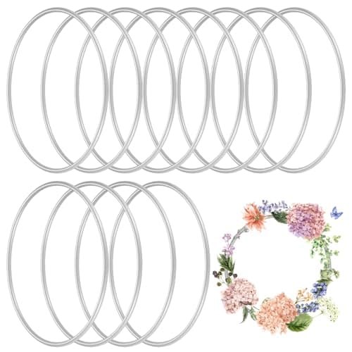 Image of 12 Pcs Metal Rings for Craft Rings, 10cm Dream Catcher Rings, Silver Metal Hoops, Metal Floral Hoops, Macrame Rings for DIY Arts and Crafts Projects Festival Wedding Wreath Wind Chime Rings