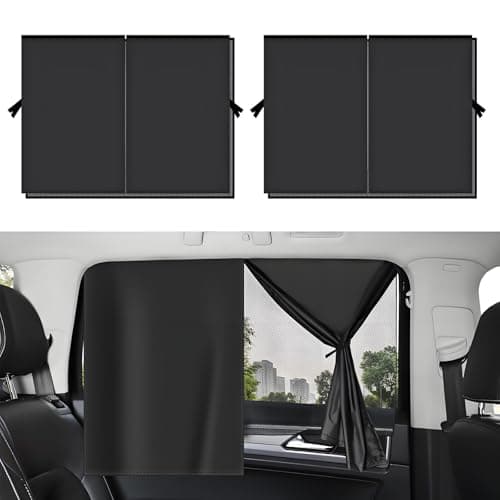Image of 2 Pack Car Window Shades for Baby, Magnetic Double Layer Sun Shade Rear Sunshades Car Window Blinds Side Window Screens Covers fit for Most Vehicles, Glare Shield UV Rays Protection for Child
