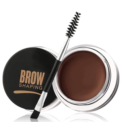 Image of Eyebrow Pomade Gel Brown Set with Dual-Ended Brush, Waterproof Long Lasting Brow Cream for Filling Shaping and Defining Brows, Smudge Resistant Lightweight Tint