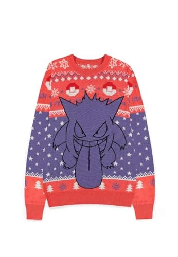 Image of DIFUZED Gengar Pokemon Christmas Sweater Jersey, Multicoloured, One Size
