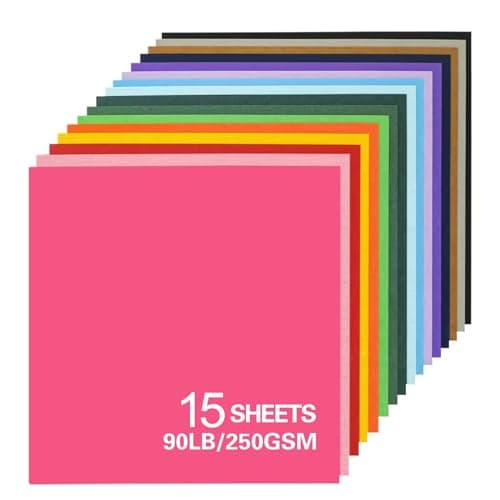 Image of 12x12 Cardstock 15sheets Colored Cardstock Assorted 24 Colors, 90 lb/250 gsm Card Stock Colorful Paper for Cricut Machine, Card Making, Scrapbook & DIY Crafts (Colored)
